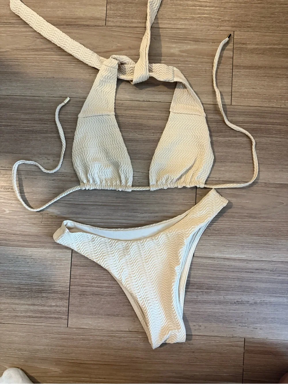Monday Swimwear Cream Textured Bikini Sett